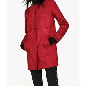 Zara Red Faux Suede Car Coat